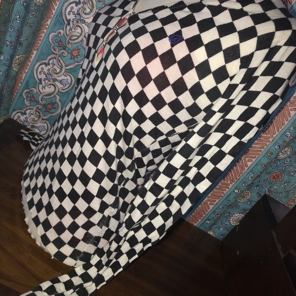 VOLCOM black and white check size small ladies knit top MOD - Picture 7 of 17